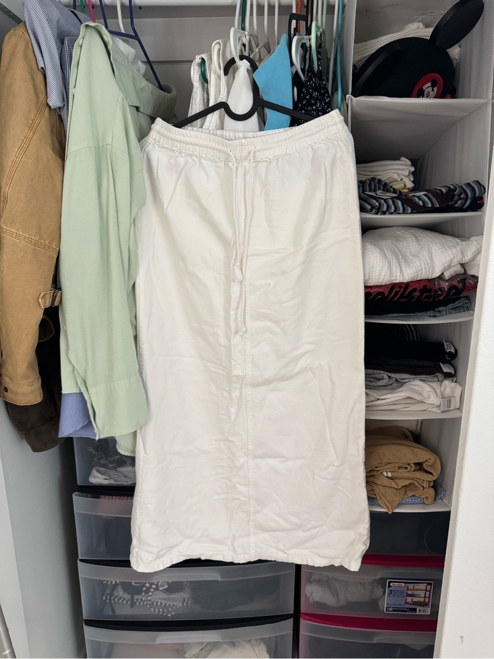 Brandy Melville- Cream Drawstring Midi Skirt